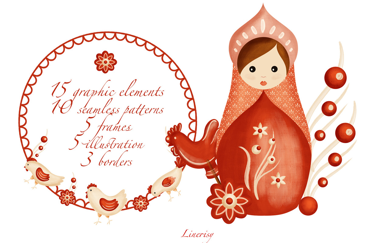 Matryoshka doll - kids collection, an Illustration by Linerisyart (Photo 2 of 10)