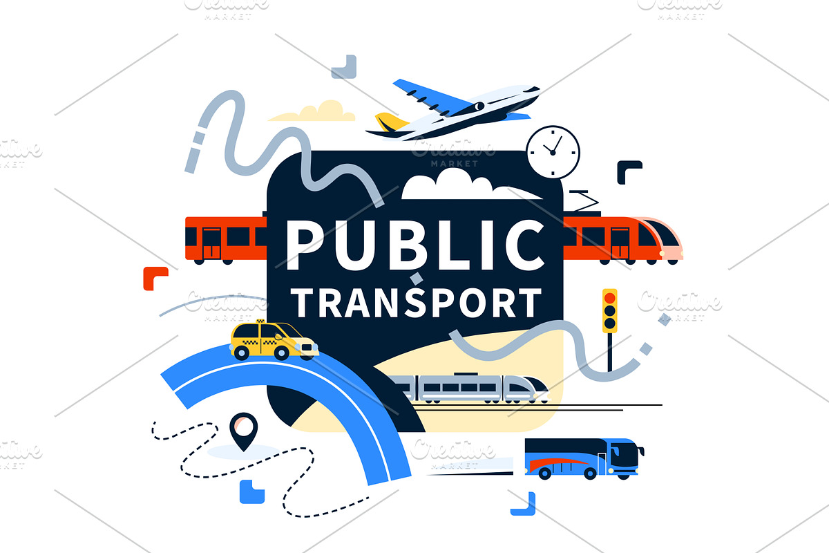 Public transport city map vector, a Transportation Illustration by Zaie