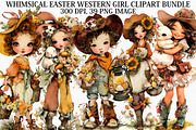 Whimsical Easter Western Girl Clipar, an Illustration by Canvas Craft (Thumbnail 1 of 7)
