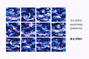 Moon & Night Sky Seamless Patterns, a Pattern Graphic by Anna Design Studio (Thumbnail 2 of 6)