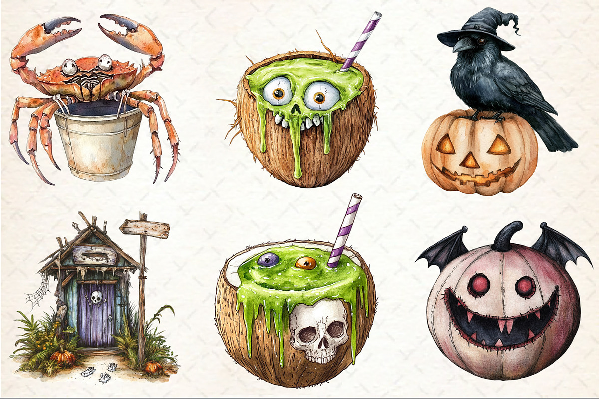 Creepy Summer Beach Clipart, an Illustration by Rose Art (Photo 3 of 3)