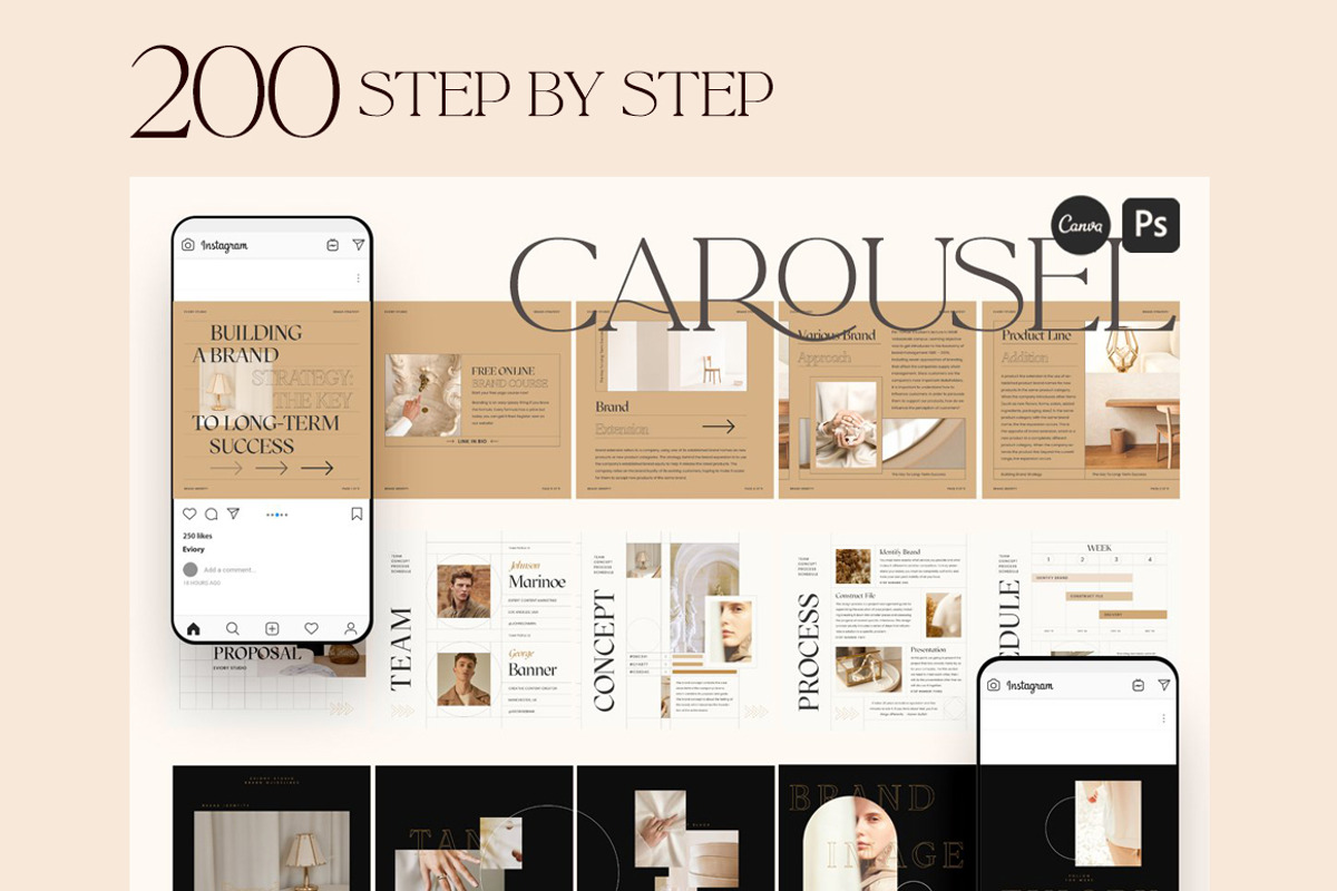 8 in 1 Bundle Carousel Coach CANVA, a Social Media Template by Eviory