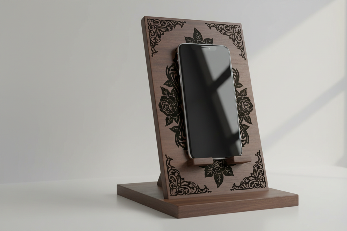 Floral Mobile Phone Holder Laser Cut, a Graphic by Amazin_art (Photo 1 of 4)