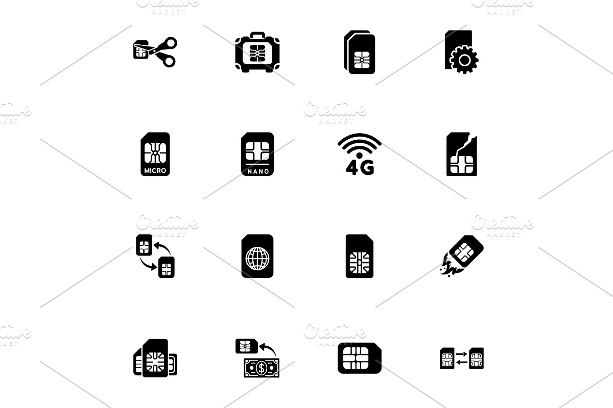 Sim Cards icon - Expand to any size, a Technology Illustration by Artsaba Family