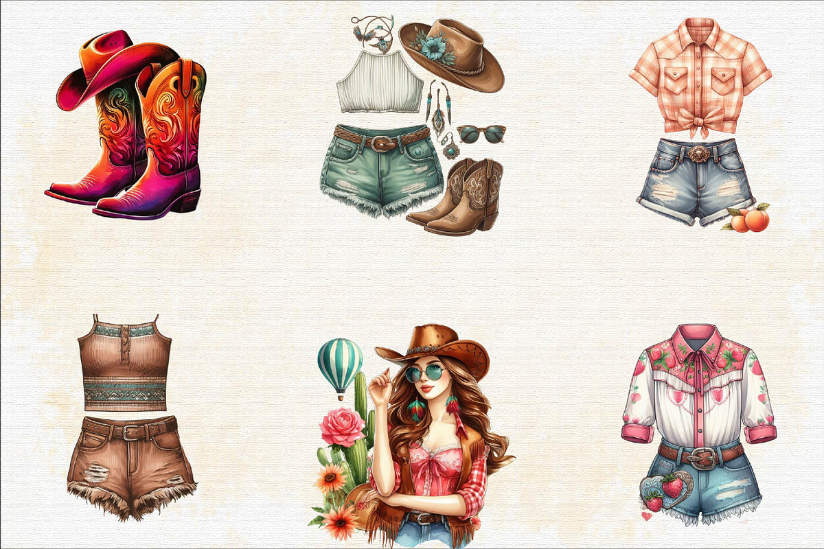 Summer Cowgirl  Sublimation Clipart, an Illustration by SVGArt (Photo 2 of 8)