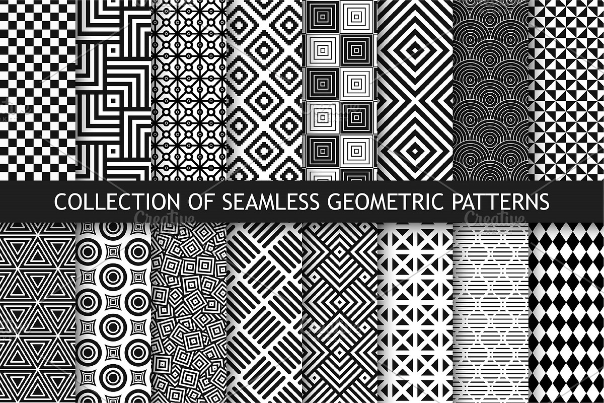 B&W seamless geometric patterns, a Pattern Graphic by ExpressShop (Photo 1 of 6)
