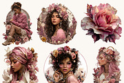 Modern Rosy Lady Clipart Bundle, a Person Illustration by BusyDaydesign (Thumbnail 3 of 9)