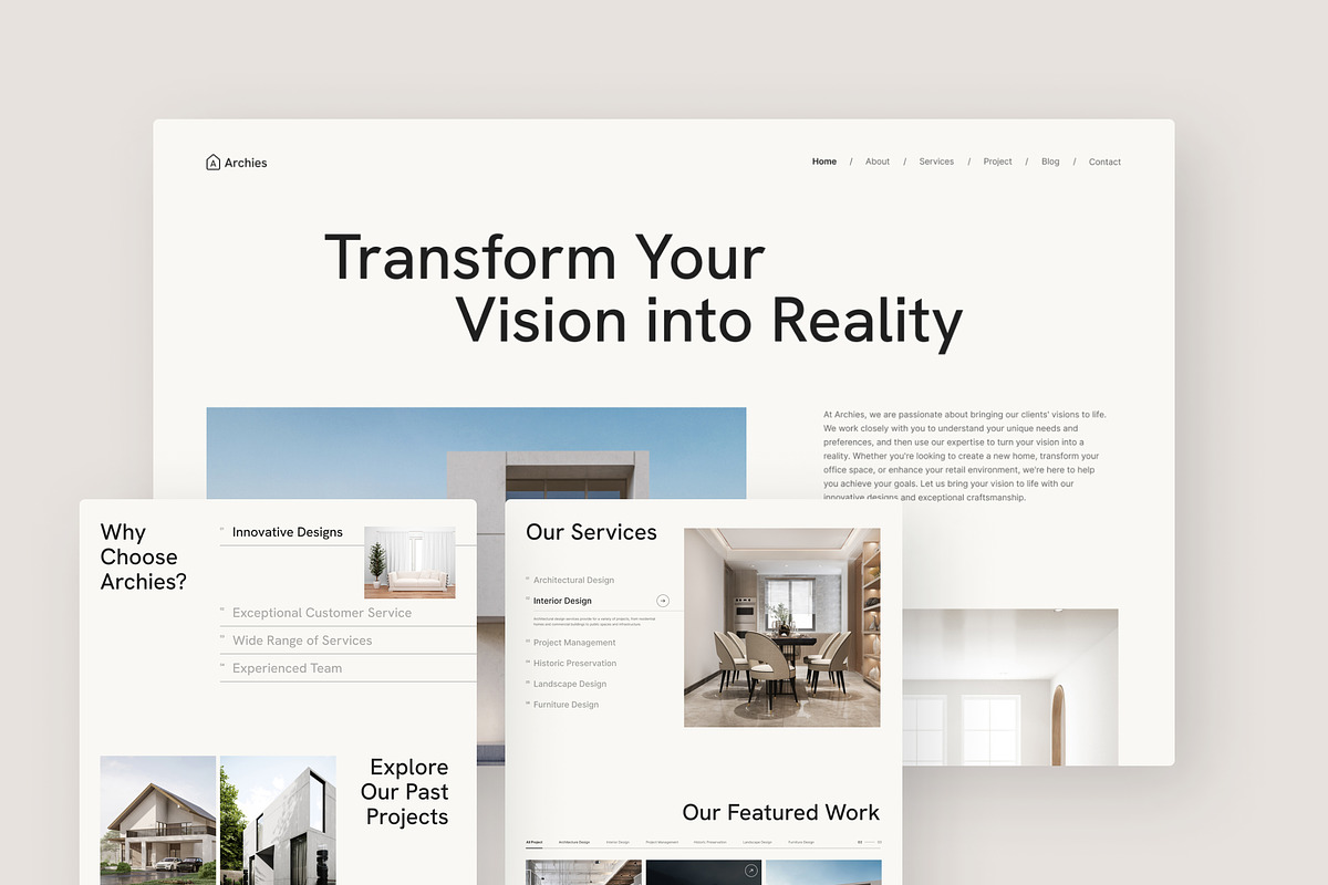 Architecture & Interior Website, an UI Kit Template by peterdraw