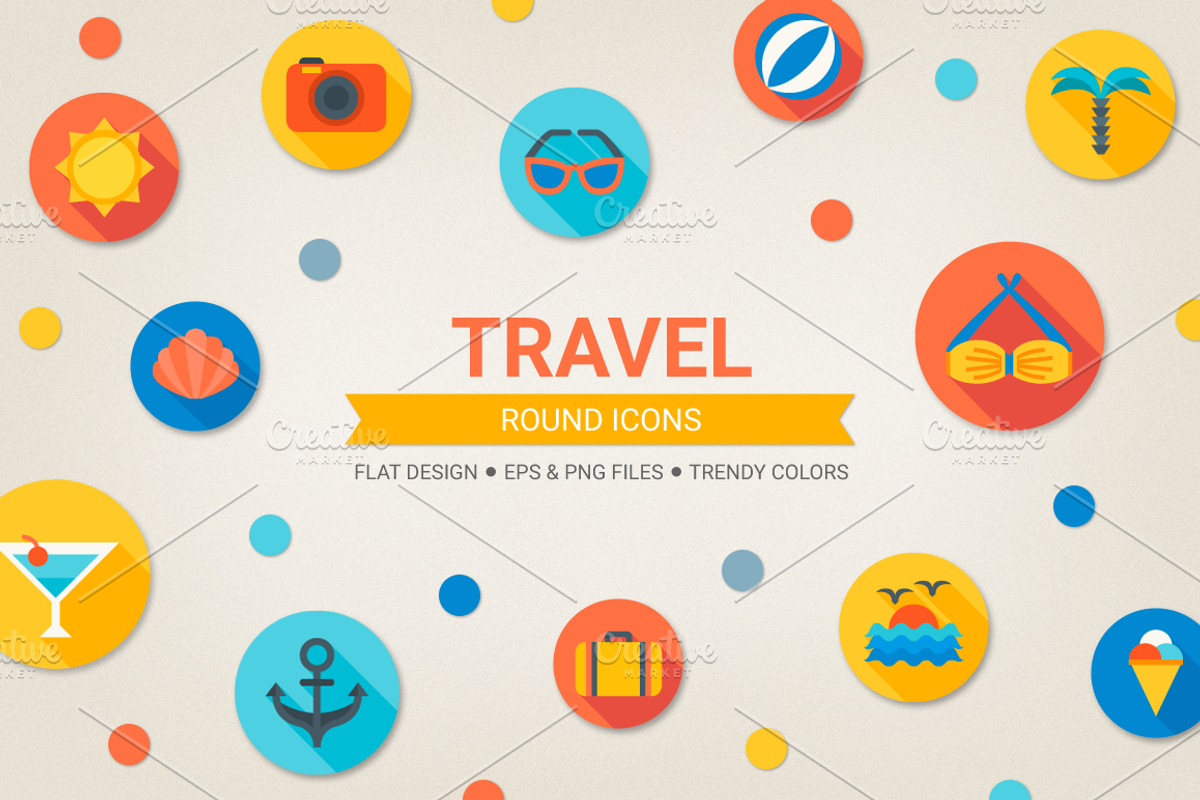 Round travel icons