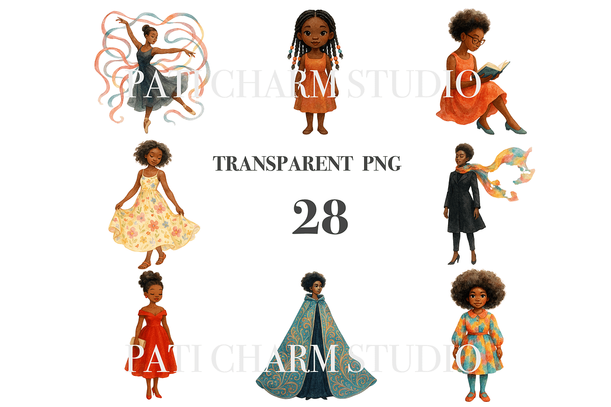 28 Black Woman Clipart, a Decorative Illustration by Pati Charm Studio (Photo 3 of 8)