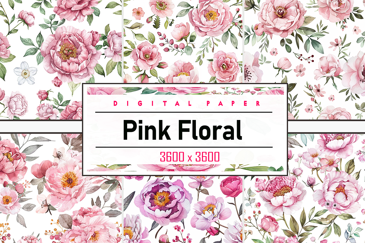Pink Floral Pattern, a Pattern Graphic by Printable Treasure (Photo 1 of 4)
