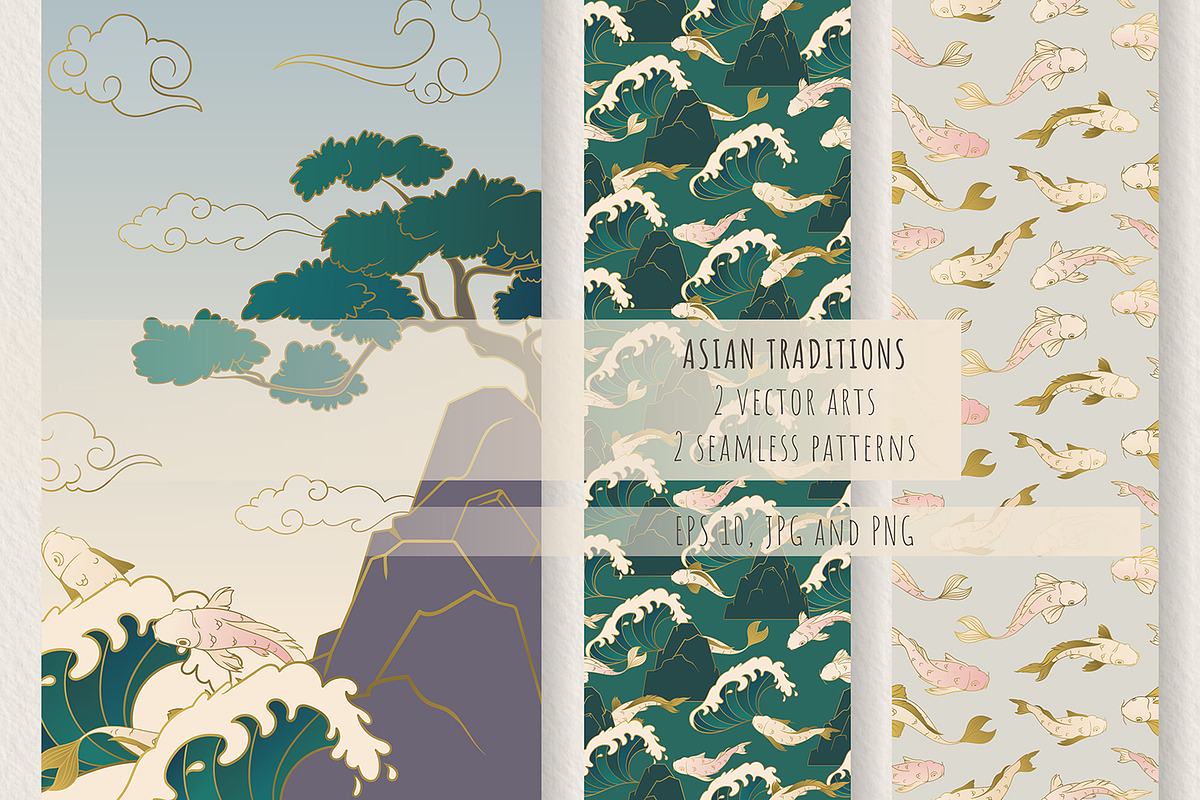 Asian Traditions. Koi carps, a Pattern Graphic by HmarkaShop (Photo 1 of 3)