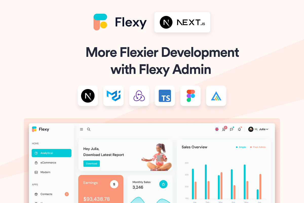 Flexy Nextjs Admin Template, a Templates & Theme by WrapPixel (Photo 1 of 7)