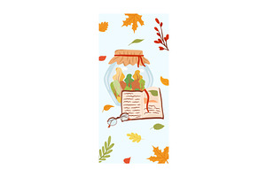 Autumn Fallen Leaves In Jar, Poster