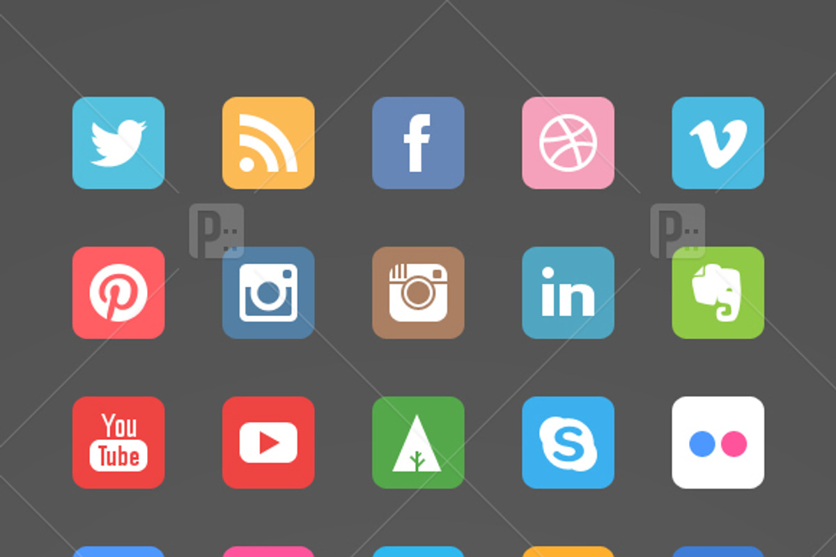Ultimate Flat Social Icon Set, an Icon by azmind (Photo 3 of 5)