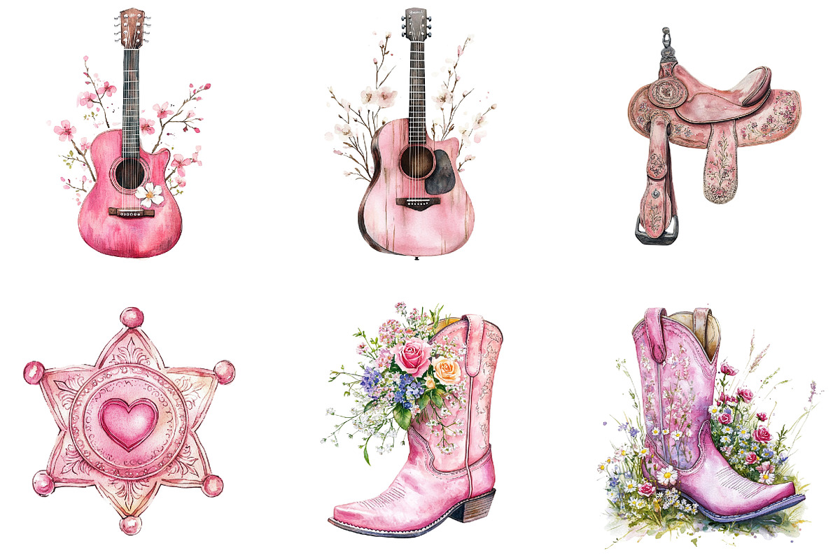 Pink Western Cow Girl Clipart, an Illustration by DreamArtGraphic (Photo 2 of 4)