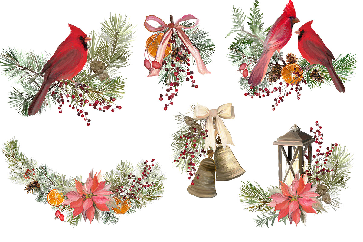 Christmas holiday clipart, a Seasonal Illustration by Vasmila (Photo 4 of 12)