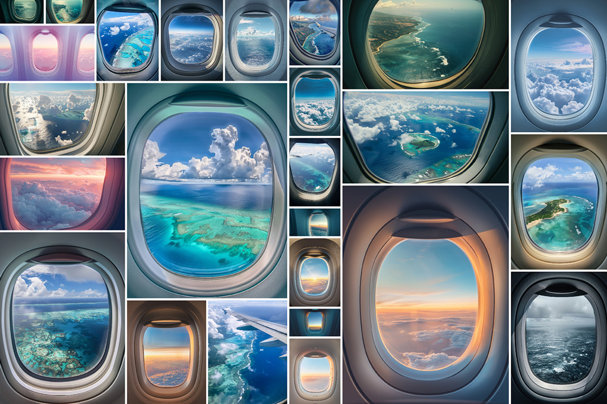 76 Airplane windows, a Holiday Photo by Handmadefont (Photo 5 of 13)