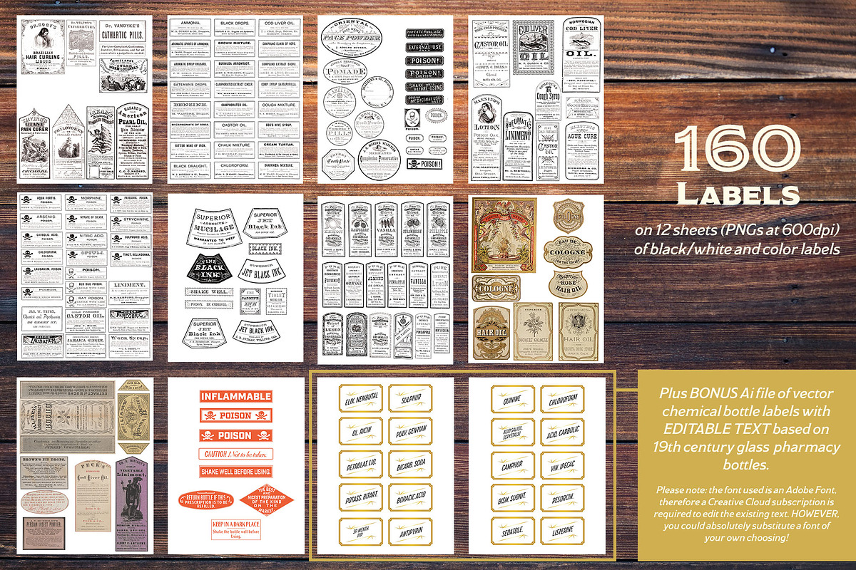 Vintage Medicine Labels Ephemera, an Object Graphic by The Digital Prop Shop (Photo 2 of 8)