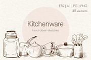 Kitchenware. Vector sketches., an Object Graphic by Canatic (Thumbnail 1 of 10)