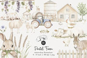 85 pastel farm animals clip art, an Animal Illustration by Poppy Lane Studio (Thumbnail 1 of 11)