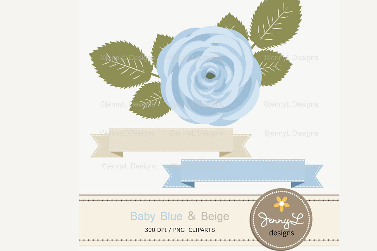 Beige & Blue Digital Paper Clipart, a Pattern Graphic by JennyL Designs (Photo 2 of 3)