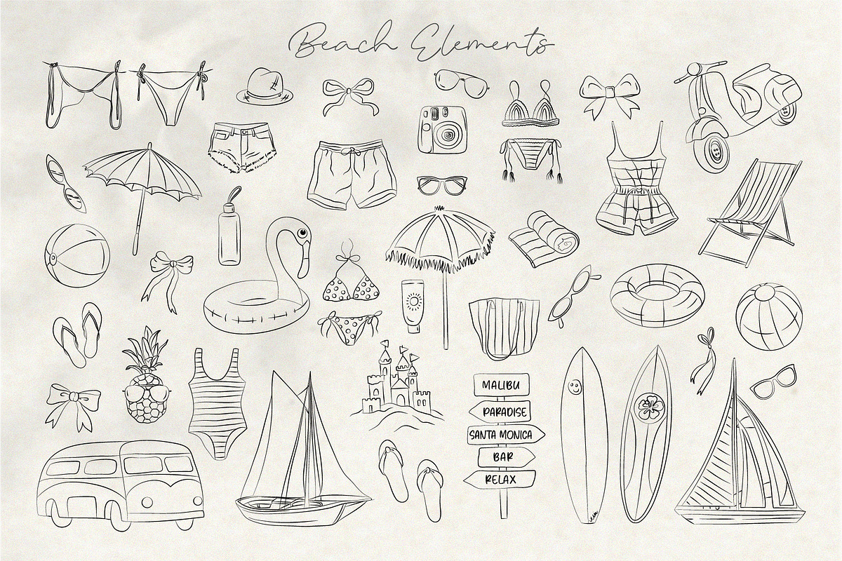 Line Beach Vibes – Summer Clipart, a Decorative Illustration by La Petite Line Art (Photo 4 of 13)