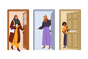 People open door, enter / leave home, a Person Illustration by Good Studio (Thumbnail 2 of 4)