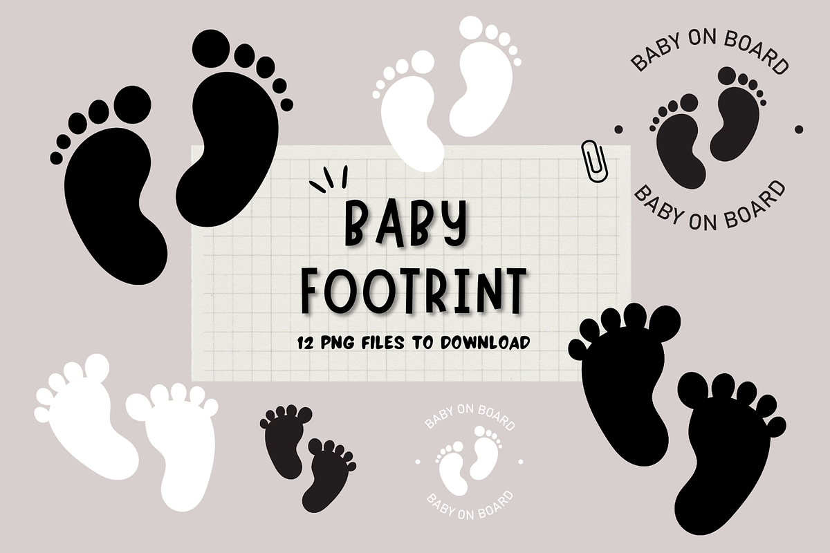 Baby Footprint,  BABY ON BOARD PNGs, an Object Graphic by bigmomentsdesign (Photo 1 of 7)