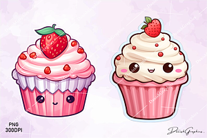 Cute Cupcake Stickers PNG