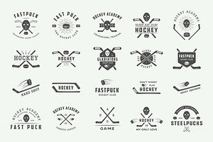 Vintage Hockey Emblems And Elements.