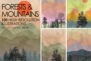 Forest and Mountains, a Decorative Illustration by Digital Art Creations