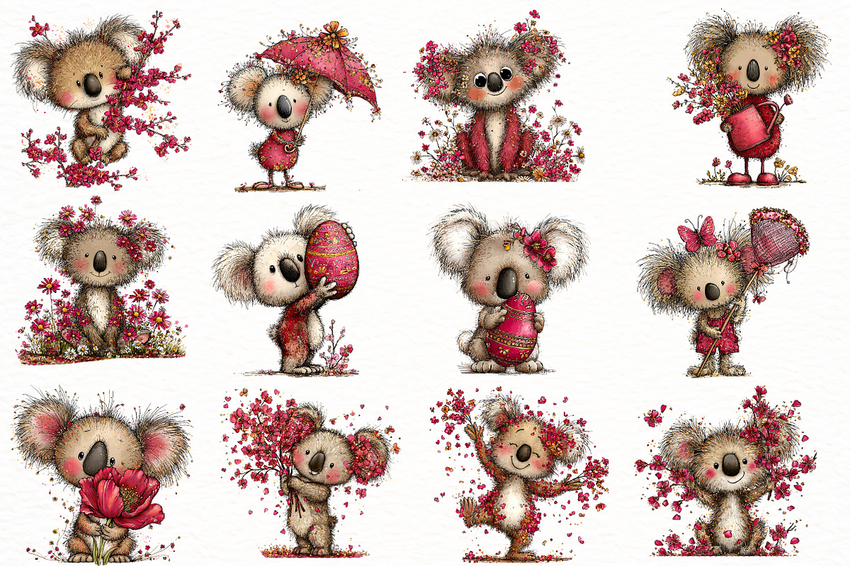 Whimsical spring koala Clipart, an Illustration by Designworld (Photo 4 of 7)