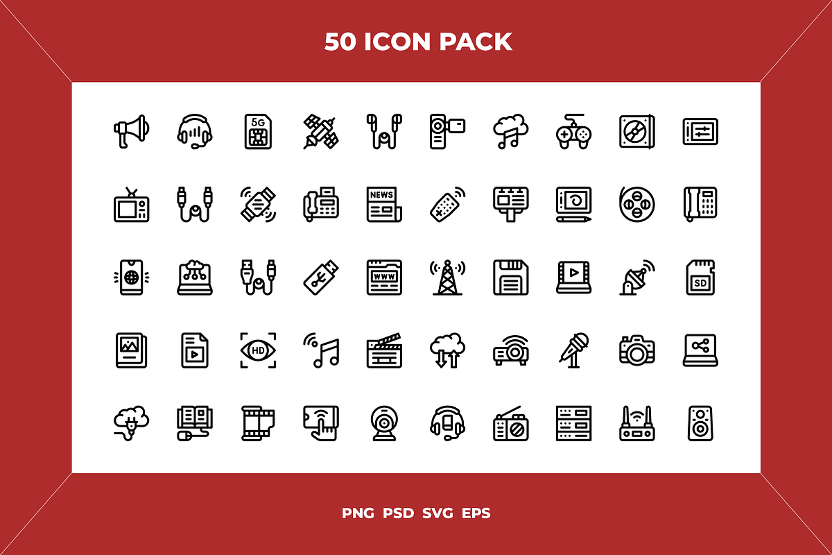 Multimedia icons, an Outline Icon by Wencory (Photo 1 of 2)