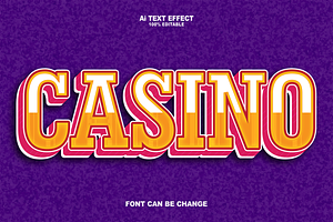 Casino Editabele Text Effects Style.