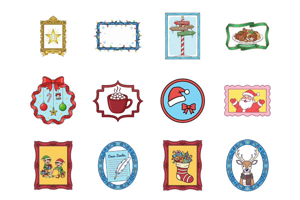 Christmas Vintage Frame Bundle, an Illustration by SinaCreation (Photo 2 of 7)