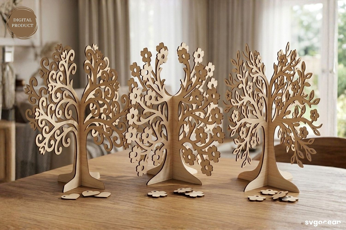 3D Family Tree Stand SVG Bundle, a Decorative Illustration by svgocean (Photo 2 of 14)