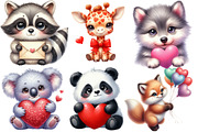 Valentine’s Day Cute Animals Clipart, an Illustration by Designworld (Thumbnail 4 of 5)