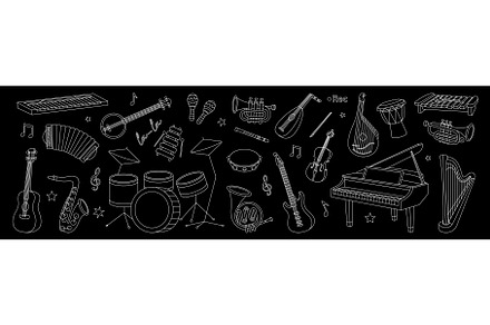 Musical instruments outline kit, an Object Illustration by GraphiShop