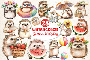 Summer Hedgehog Clipart, an Illustration by Dream Creation