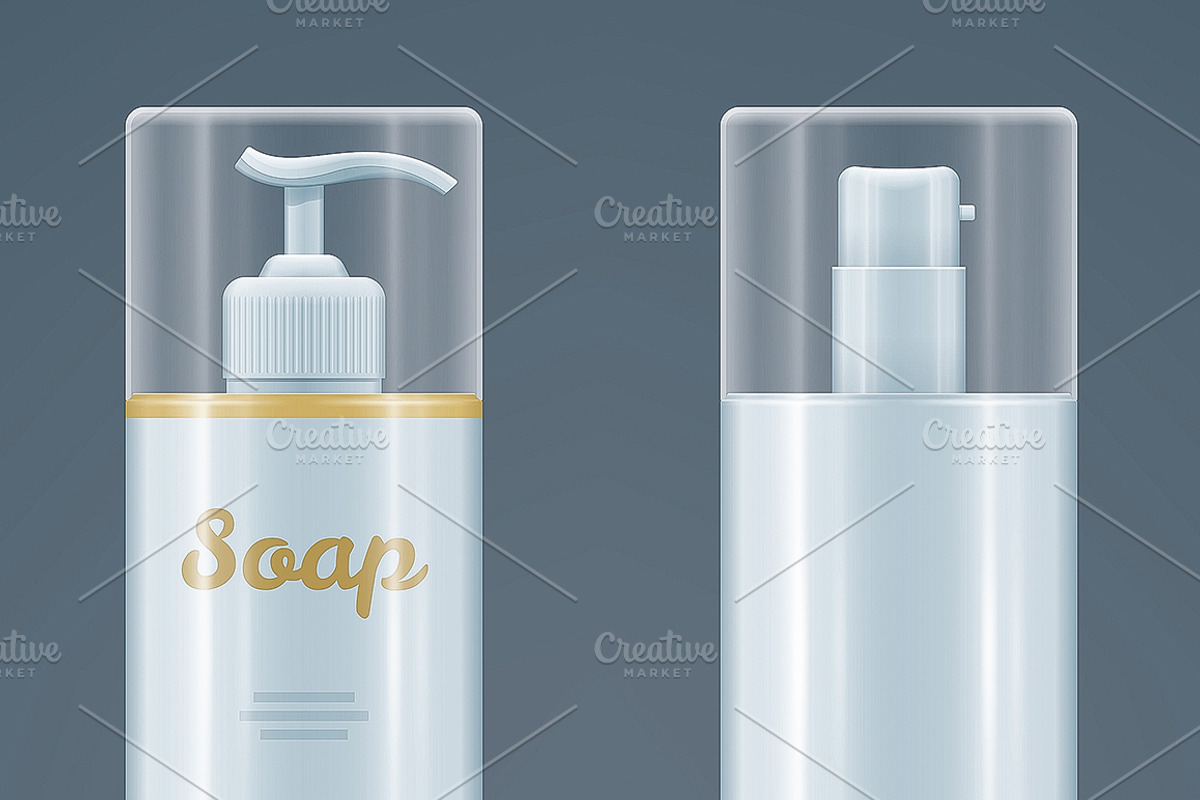 Soap / Gel bottles mock-up set, a Cups & Container Mockup by Vectorminator (Photo 2 of 2)