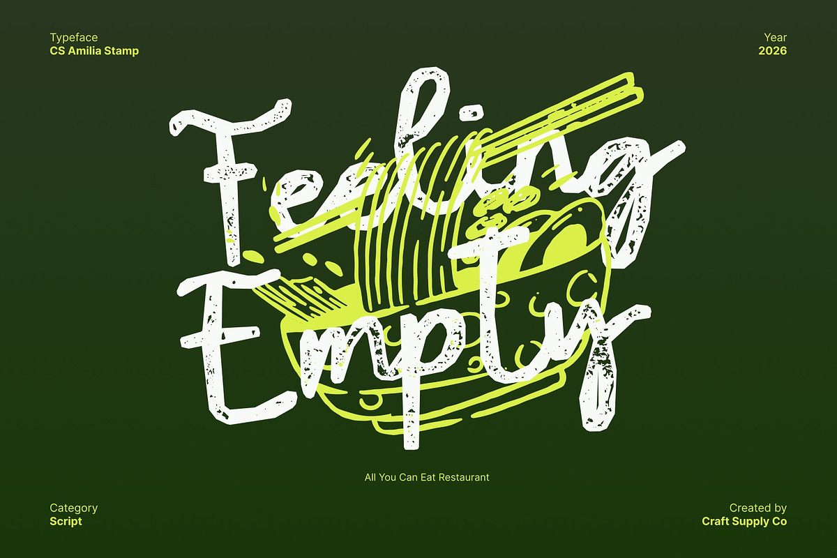 CS Amilia Stamp, a Script Font by Craft Supply Co. (Photo 2 of 8)