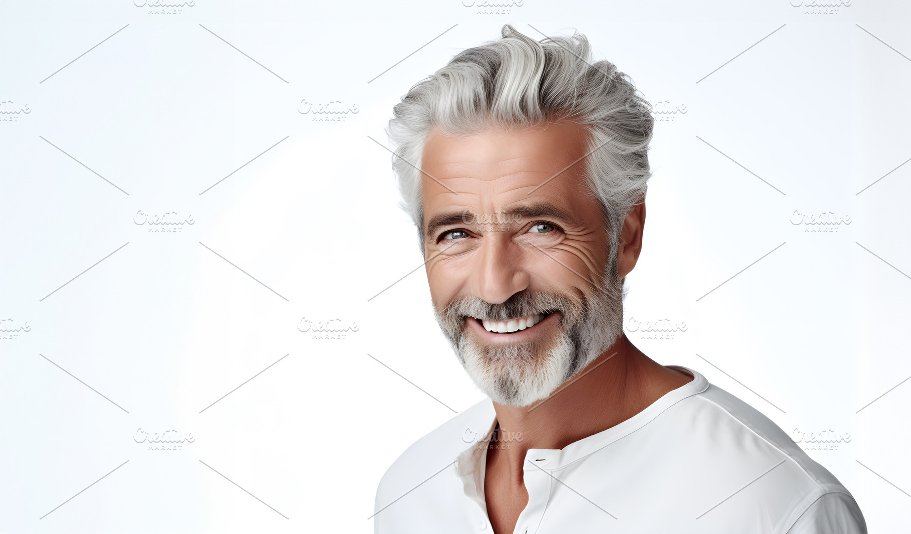 Portrait of cheerful smiling senior mature mid-aged against white background, a Person Photo by Lenor4ik