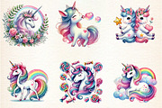 Unicorn Clipart, Cute Unicorns, a Seasonal Illustration by DreamArtGraphic (Thumbnail 2 of 5)