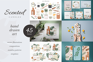 Scented candles vector illustrations