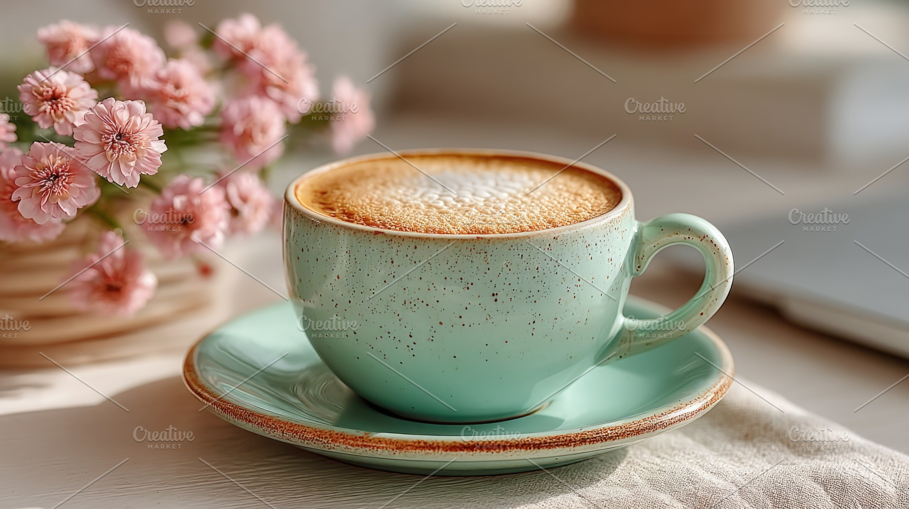 Pastel Coffee Cup with Pink Flowers in Soft Spring Morning Light, a Food & Drink Photo by José Manuel Gelpi
