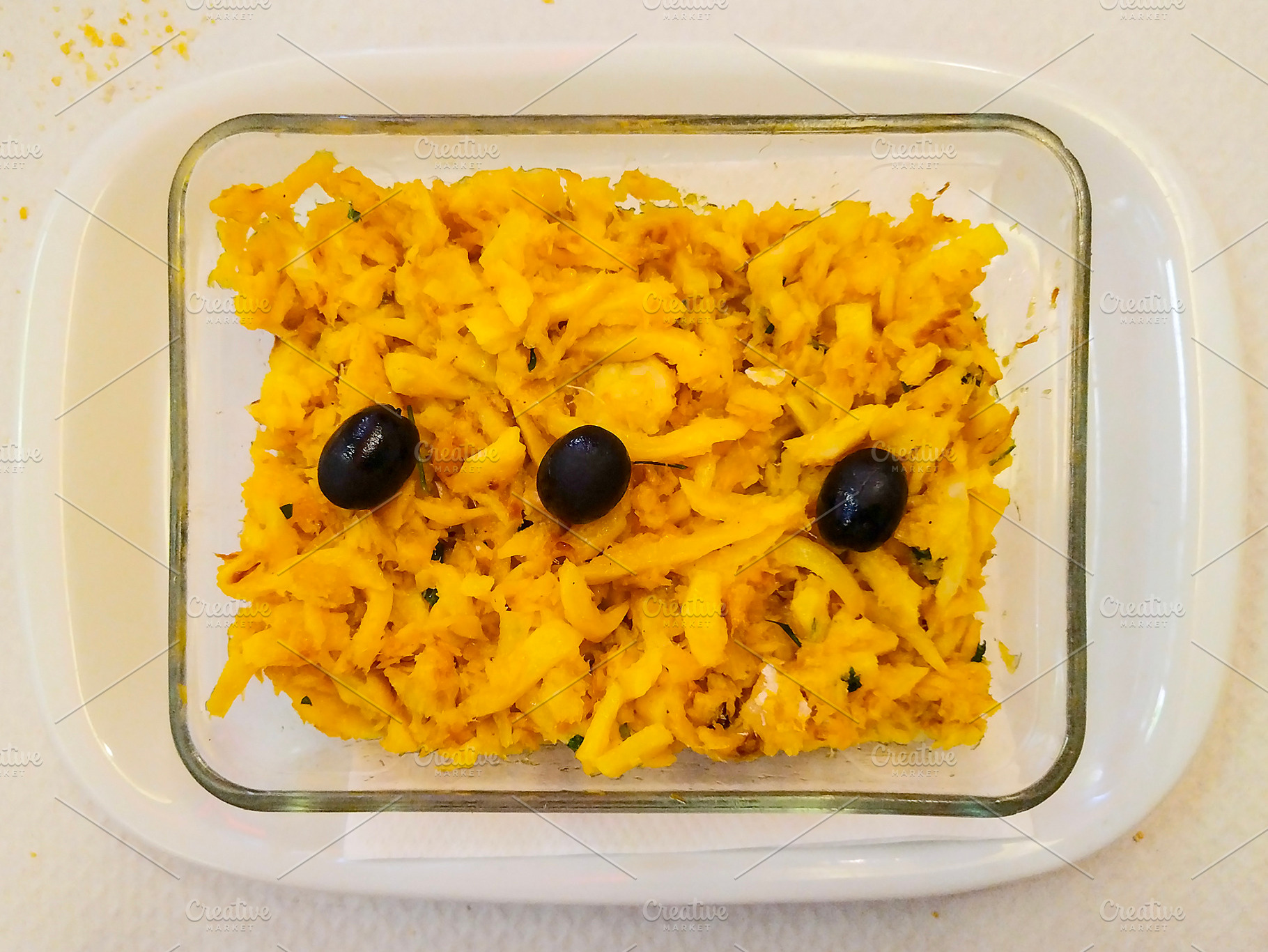 Portuguese shredded codfish with olives, a Food & Drink Photo by DanFLCreativo