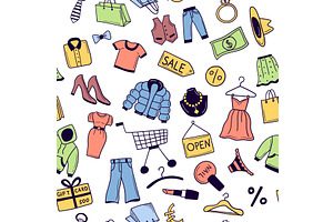 Shopping. seamless pattern with, an Object Illustration by Onyx