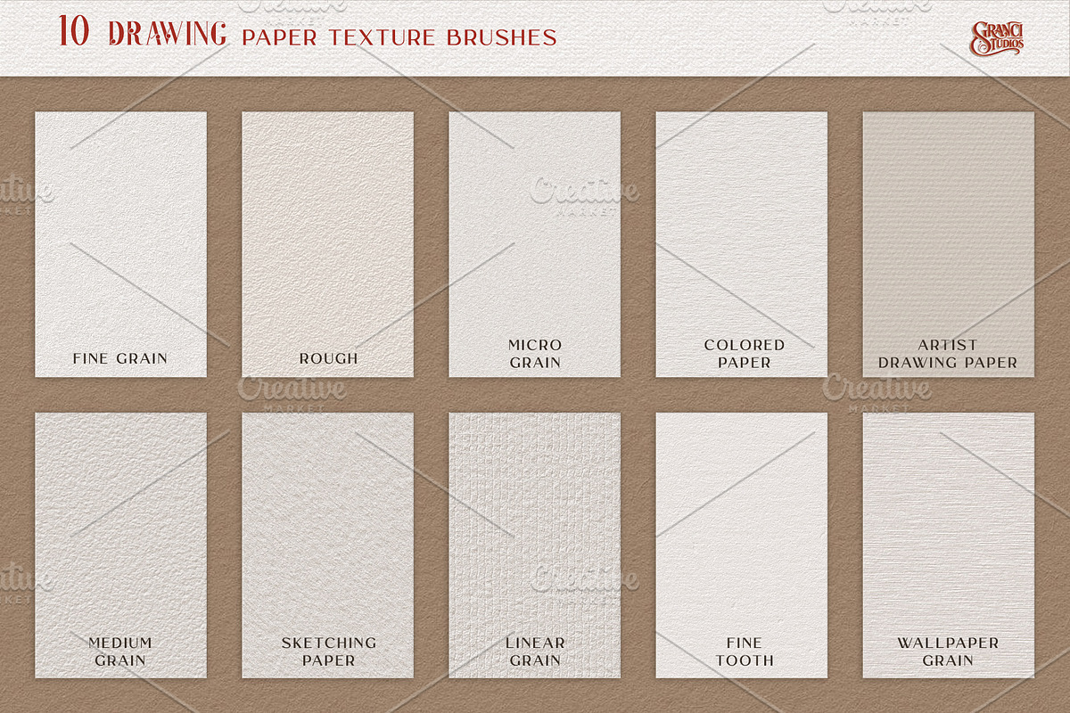 Procreate Paper Texture Brushes, a Brush Add-On by GRANCI STUDIOS