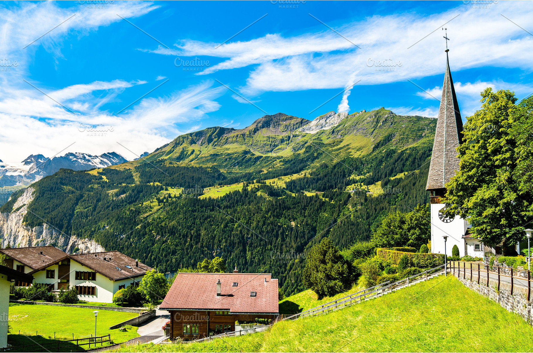 Church in Wengen above the, an Architecture Photo by Leonid Andronov